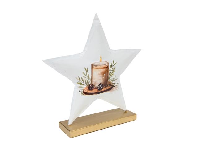8.5" WHITE METAL TABLETOP STAR DECOR (CANDLE)